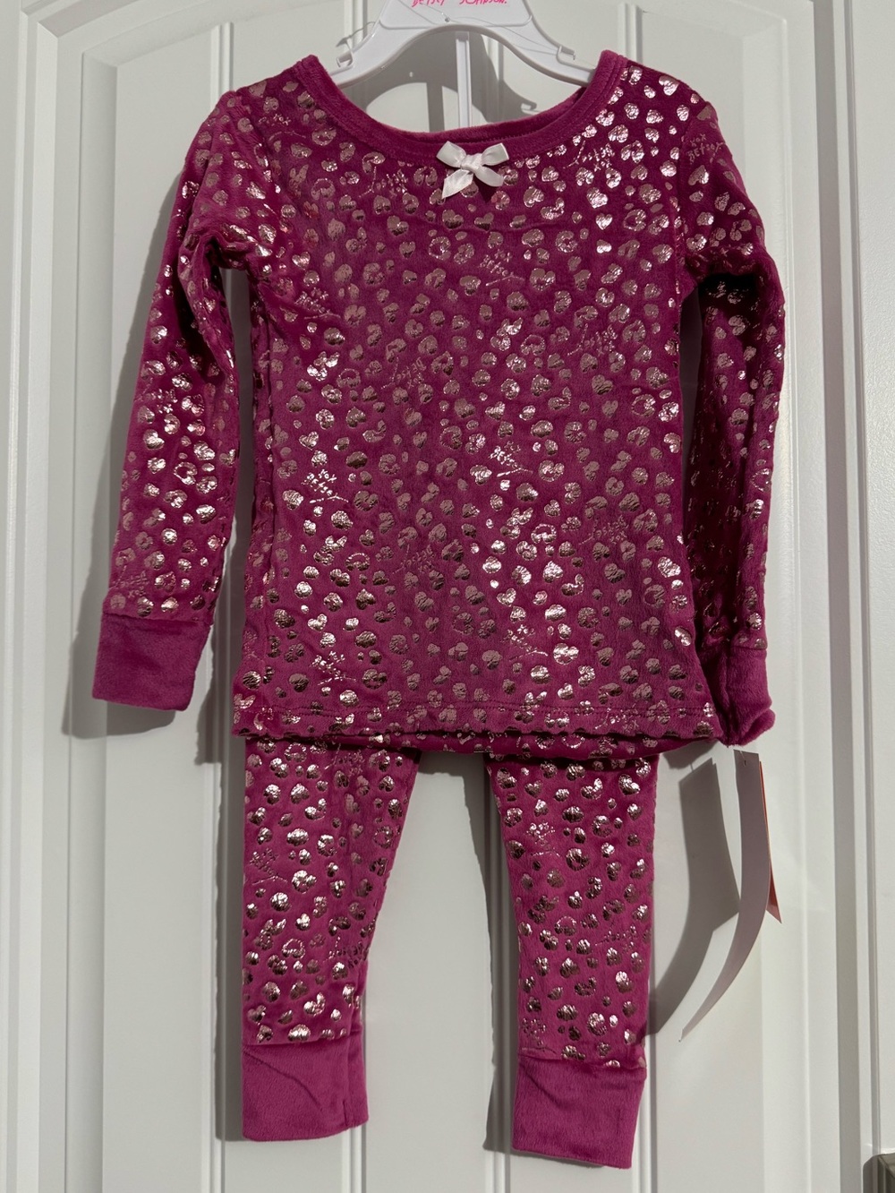 Cute Betsey Johnson toddler size 4T pink metallic pajama set shirt pants new